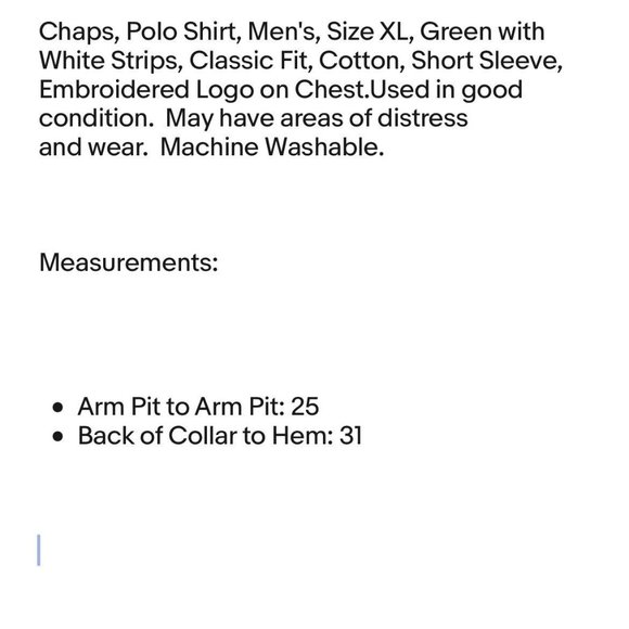 Chaps Polo Shirt Mens XL Green with White Strips Classic Fit Cotton Short Sleeve - Picture 12 of 12